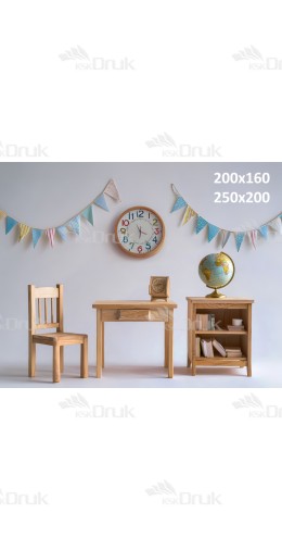 Tło fotograficzne – drewniane mebelki z globusem i zegarem | 3700